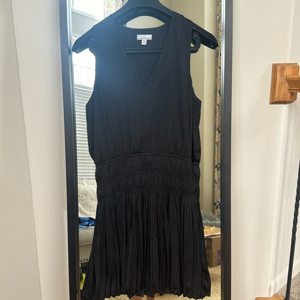 Allison Joy black drop waist, ruched dress